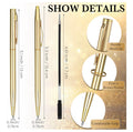 Gold Metal Slim Ballpoint Pen Retractable Black Ink 1.0 mm
